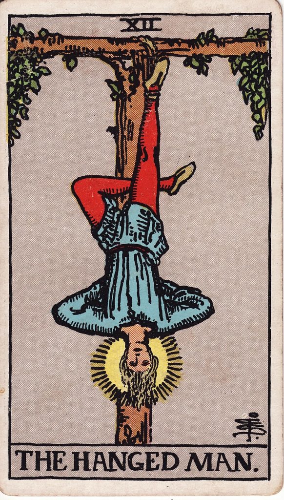 The Hanged Man, the 12th card in a typical Raider-Waite deck